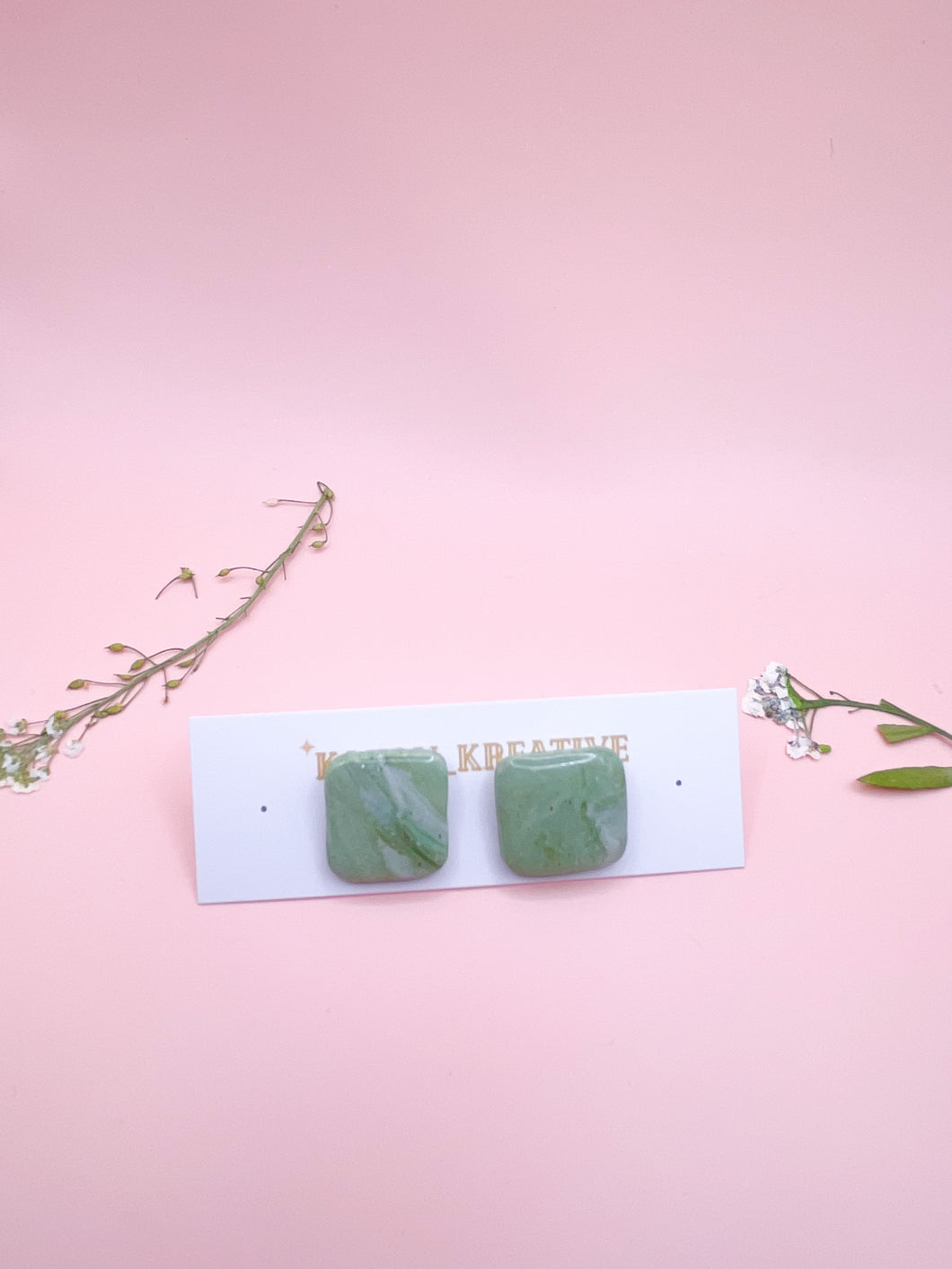 Faux sage stone studs